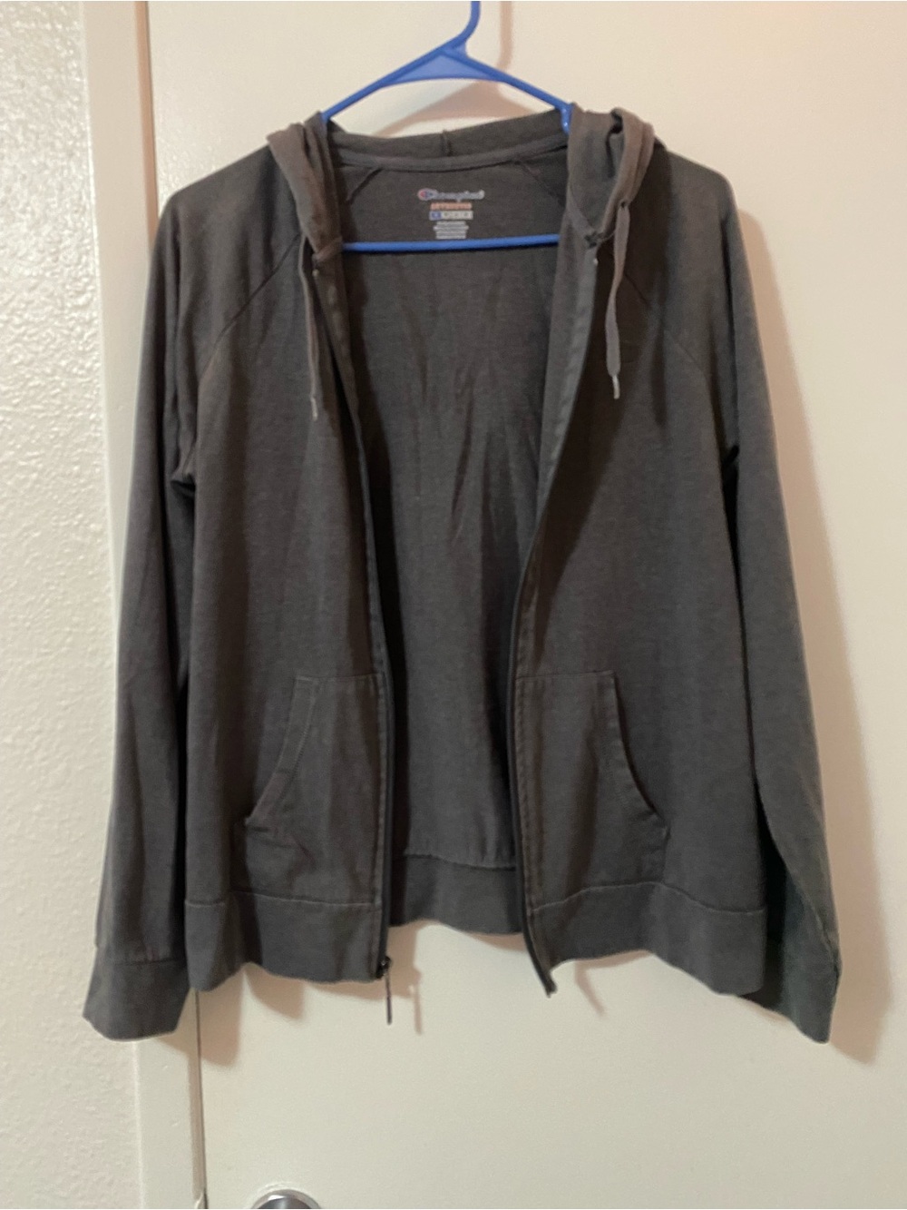 lightweight champion gray zip up hoodie